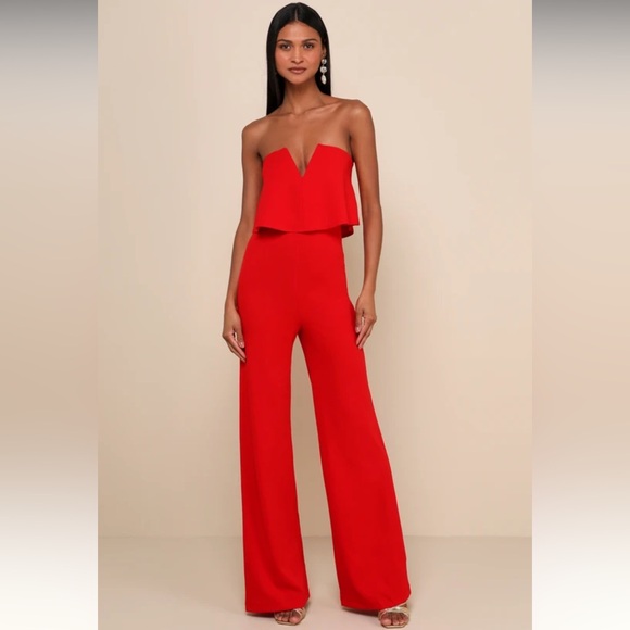 Lulus Power of Love Red Strapless Jumpsuit - Picture 1 of 6